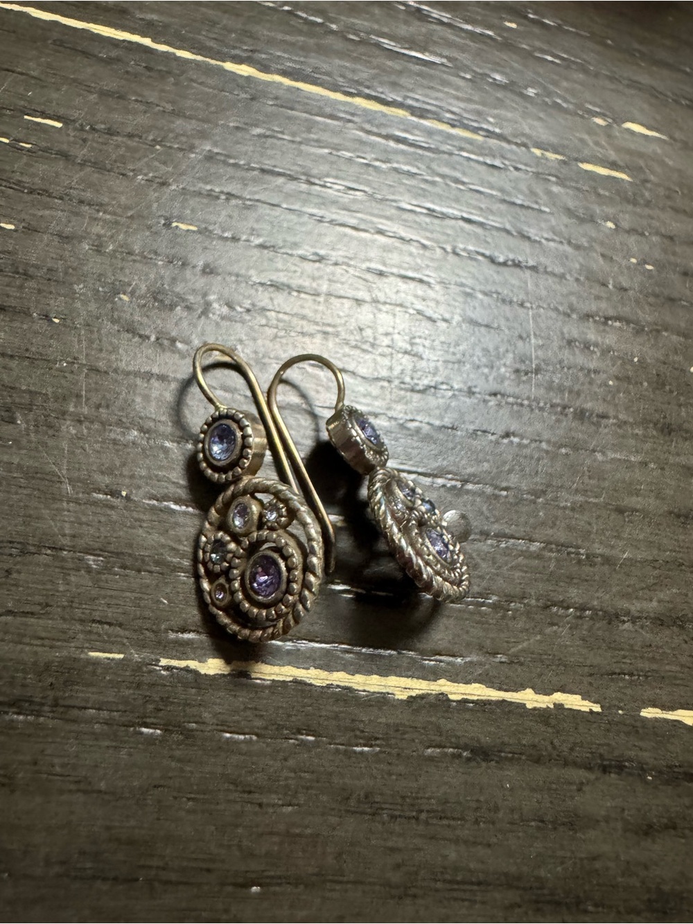 Brighton Purple Stone Silver-Tone Drop Earrings - Brand Unspecified